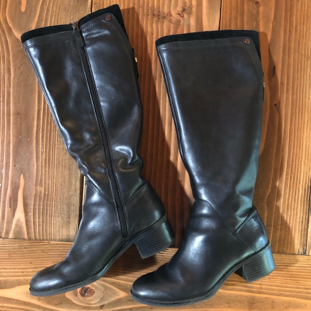 FRANCO SARTO Black Leather Knee High Boots